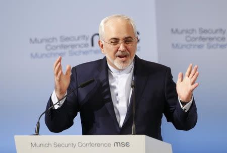 Iranian Foreign Minister Mohammad Javad Zarif delivers his speech during the 53rd Munich Security Conference in Munich, Germany, February 19, 2017. REUTERS/Michaela Rehle