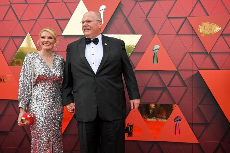 Kansas City Chiefs Head Coach Andy Reid and his wife, Tammy Reid, walked the red carpet at Union Station heading to the Super Bowl LVII championship ring ceremony on Thursday, June 15, 2023, in Kansas City.
