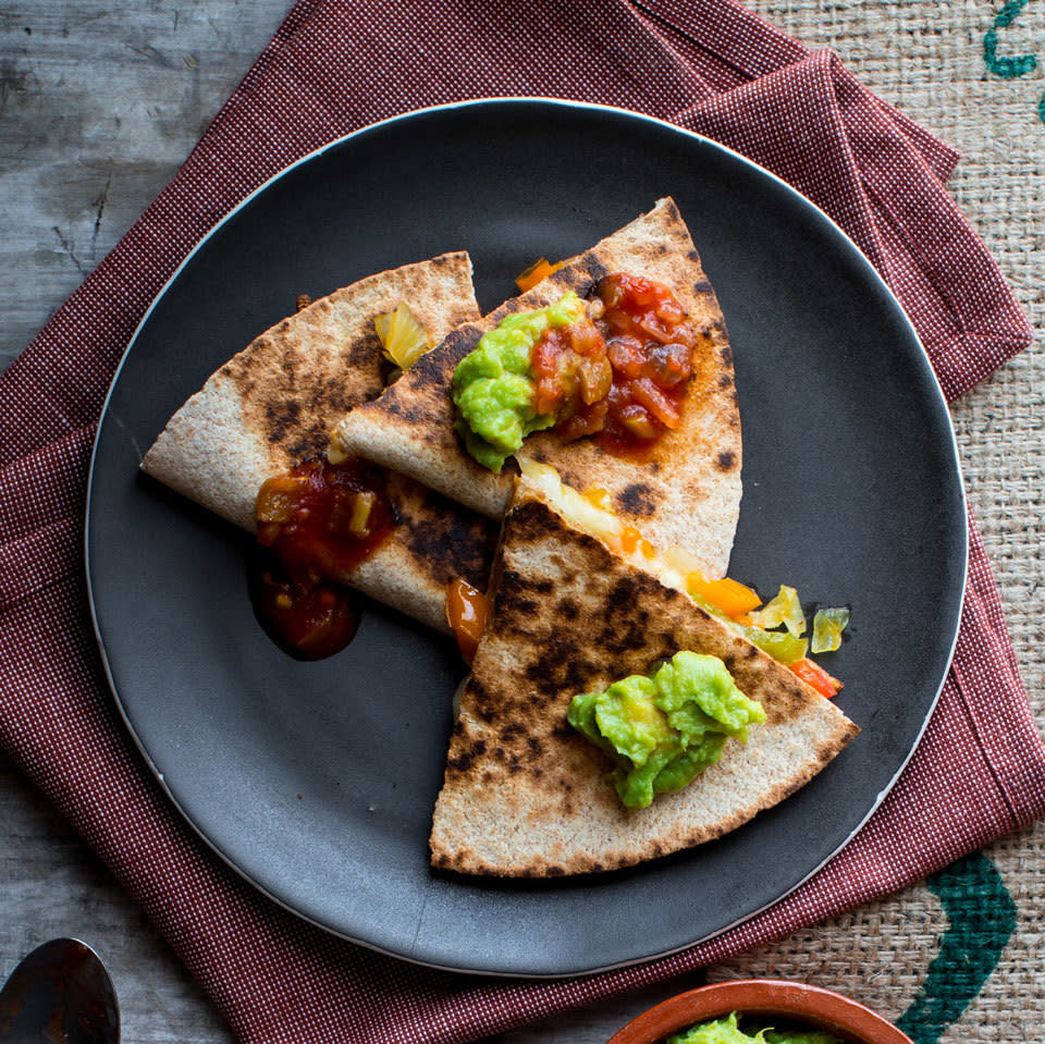 Cheese Quesadillas with Peppers & Onions