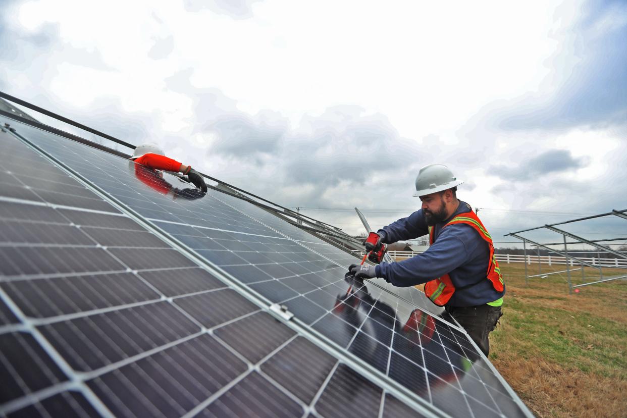 Shelby County starts to install solar panels at its East Data Center and Code Enforcement buildings. Will Scholtens and Ernie Ardon are two solar panel installers on the project. We got a chance to see the process on Jan. 11, 2023 in Memphis.