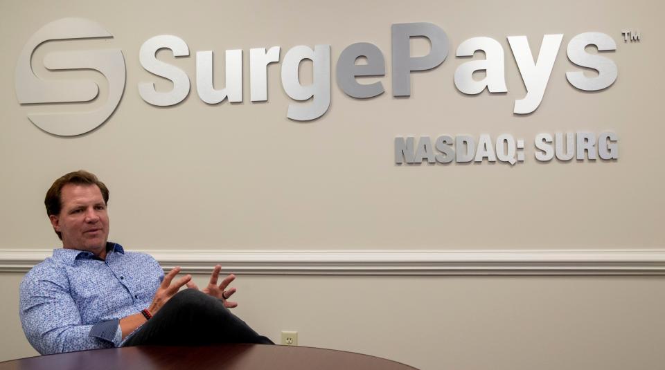 CEO Brian Cox sits in his company’s office at SurgePays on Monday, July 25, 2022, in Bartlett. 