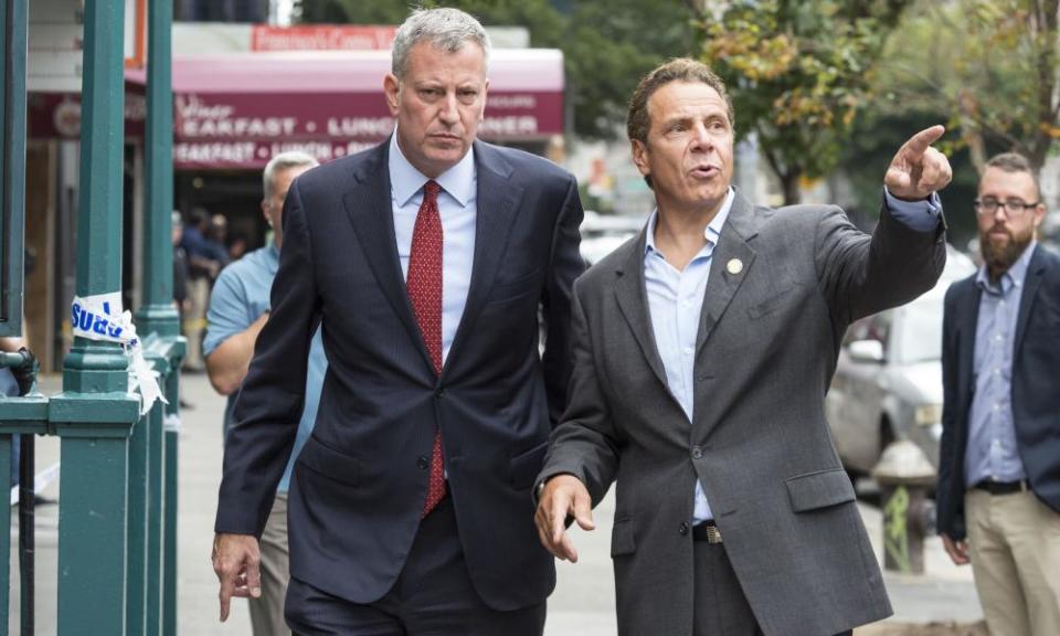 Bill de Blasio and Andrew Cuomo in New York City on 18 September 2016.