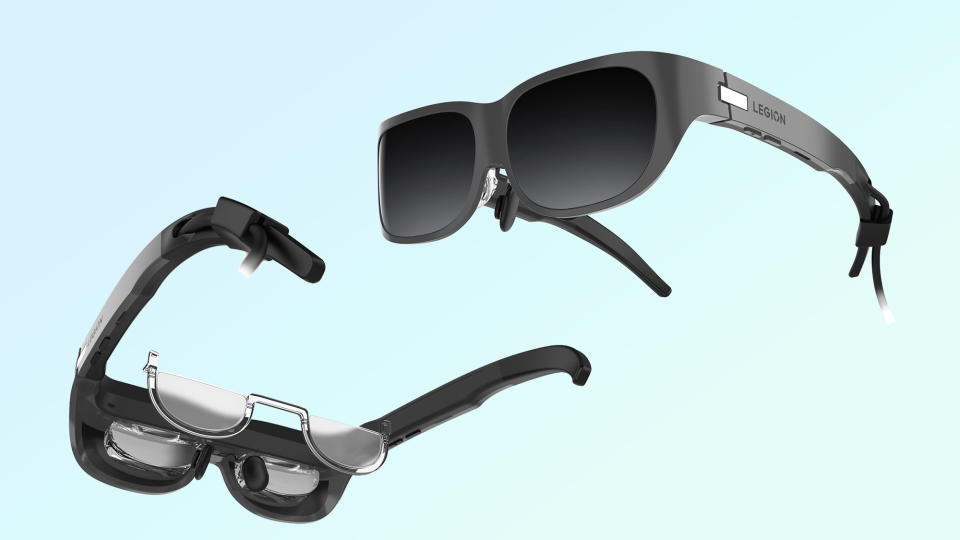 lenovo legion go AR glasses on blue background