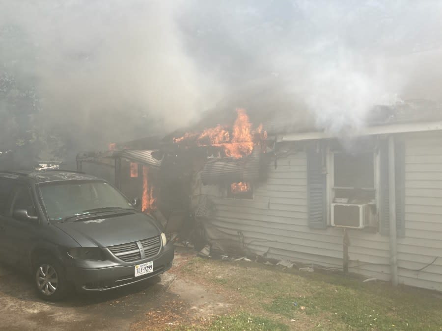 Firefighters work a fire on Eagle Lane in Suffolk on April 26, 2024 (Courtesy of Suffolk Fire & Rescue)