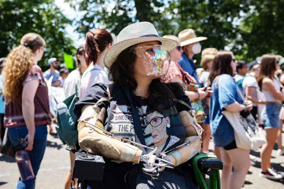 Dana Bolles, 52, protests outside Supreme Court (Hannah Beier for NBC News.)