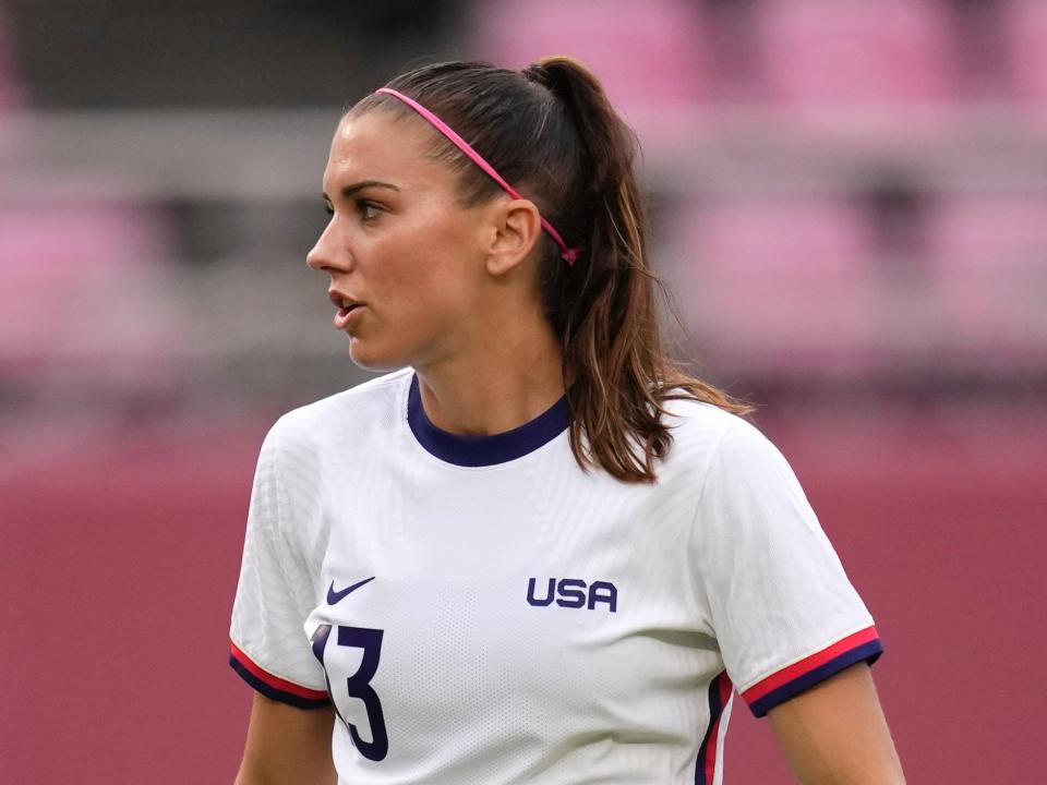 Alex Morgan competes at the Tokyo Olympics.