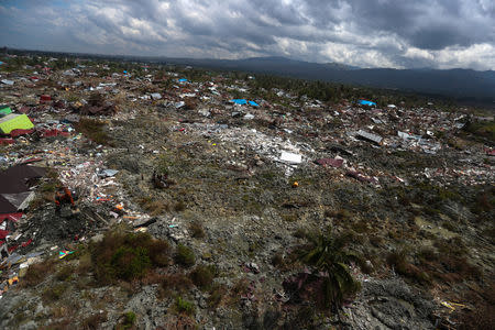 An aerial view of the destruction caused by an earthquake and liquefaction in the Petabo neighbourhood in Palu, Central Sulawesi, Indonesia, October 7, 2018. REUTERS/Athit Perawongmetha