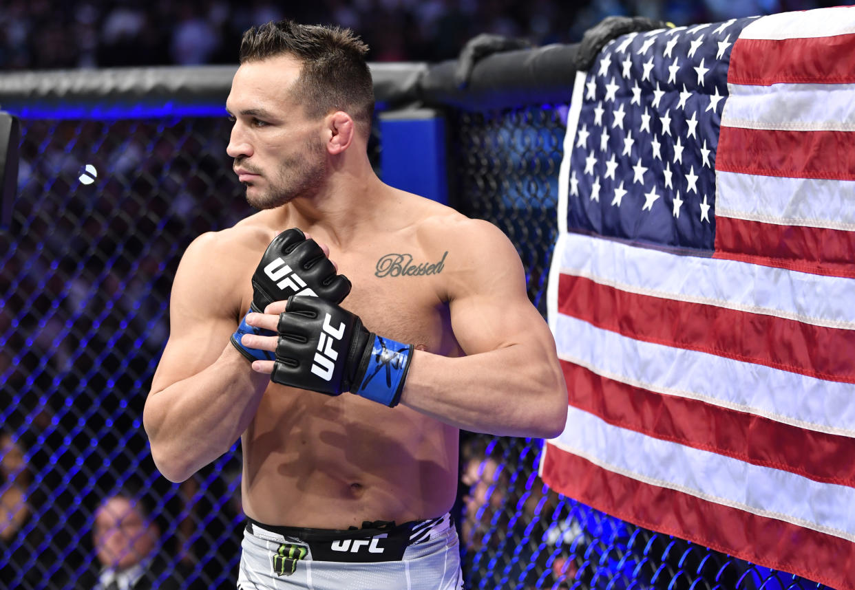 NEW YORK, NEW YORK - NOVEMBER 06: Michael Chandler prepares to fight Justin Gaethje in their lightweight fight during the UFC 268 event at Madison Square Garden on November 06, 2021 in New York City. (Photo by Jeff Bottari/Zuffa LLC)