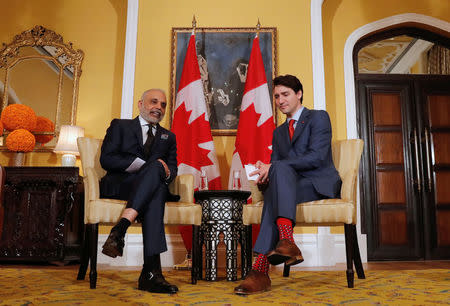 Canadian Prime Minister Justin Trudeau and Hari Bhartia, Co-Chairman and Founder of Jubilant Bhartia Group attend a meeting in Mumbai, India, February 20, 2018. REUTERS/Danish Siddiqui
