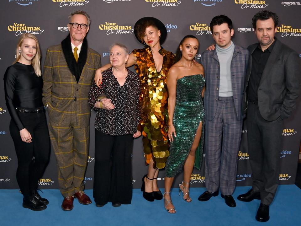 Natalie Dunn, Alex Jennings, Stephanie Fayerman, Natalie Gumede, Asa Butterfield, Cora Kirk and Daniel Mays attend the "Your Christmas Or Mine?" Special Screening at The Curzon Mayfair on November 29, 2022.