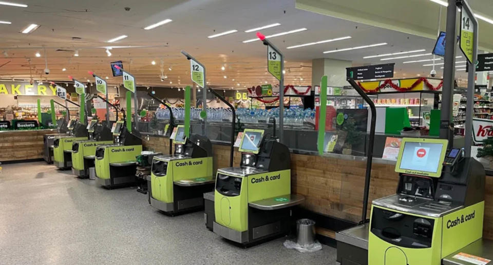 Woolworths checkouts. 