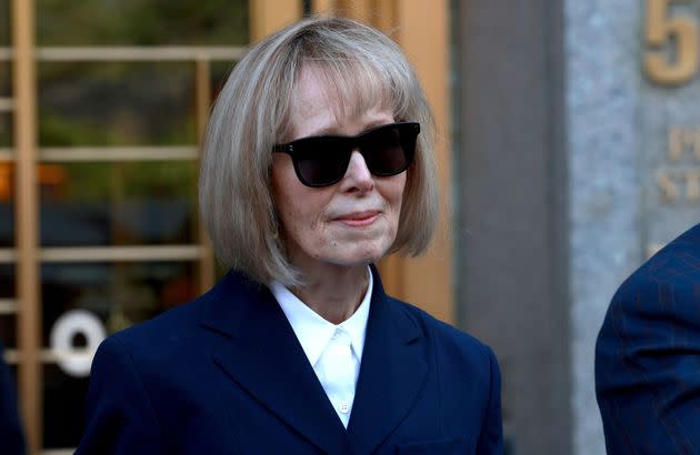 E. Jean Carroll leaves the Southern District of New York Court after her testimony on April 26 that Donald Trump had raped her in the mid-1990s.