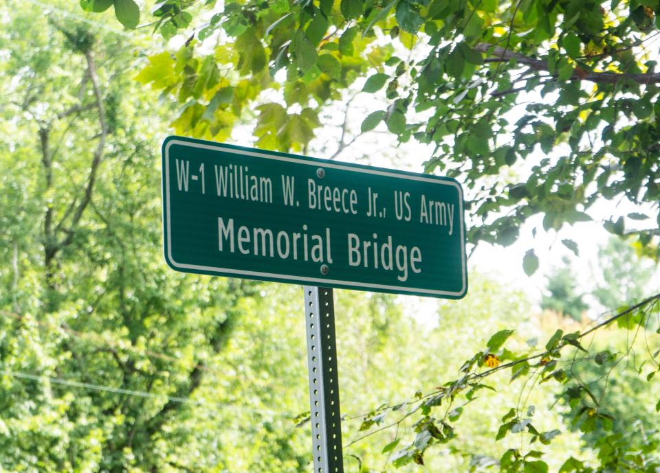 The dedication and renaming ceremony of Bucks County Bridge no.313 in honor of Warrant Officer William Warren Breece Jr., who was killed in action during the Vietnam War in 1968, in Yardley on Wednesday, Aug. 23, 2023.