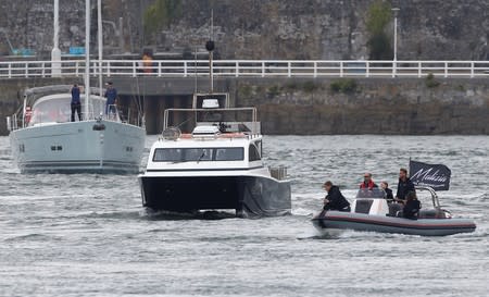 Swedish teenage climate activist Greta Thunberg arrives to board a yacht as she starts her trans-Atlantic boat trip to New York, in Plymouth