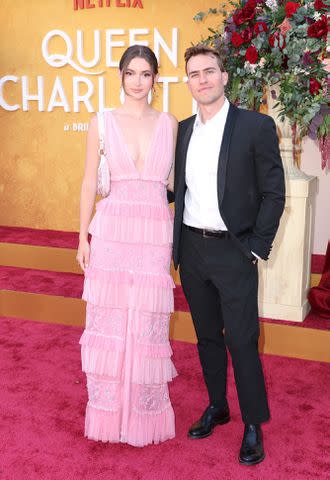 <p>Phillip Faraone/Getty</p> Madeleine White and Andrew Fedyk attend Netflix's Queen Charlotte: A Bridgerton Story" World Premiere Screening Event at Regency Village Theatre on April 26, 2023 in Los Angeles, California.