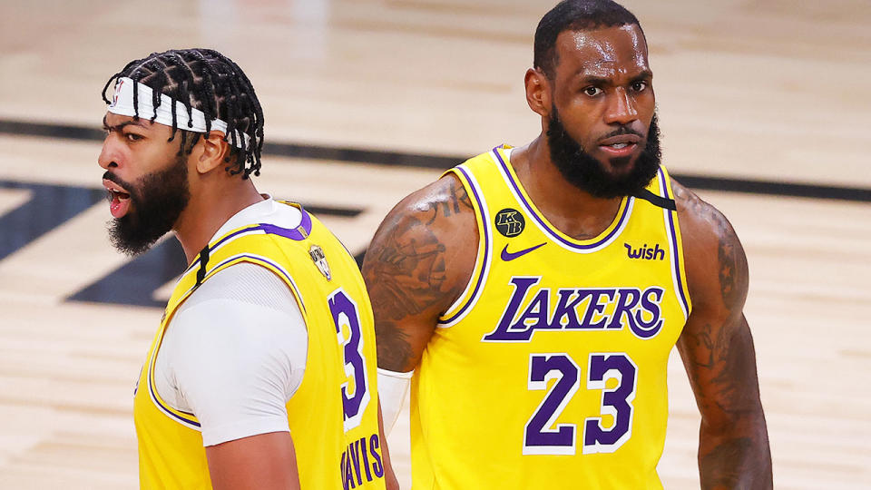 Anthony Davis and LeBron James, pictured here in action for the Los Angeles Lakers.