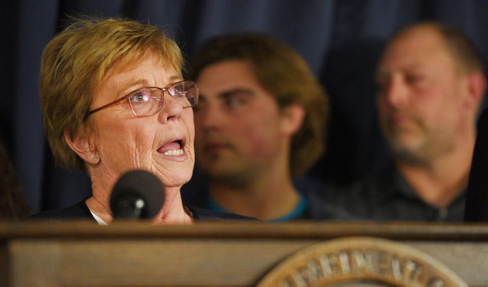 Lynette Johnson speaks after Rodney Berget’s execution. Source: AAP