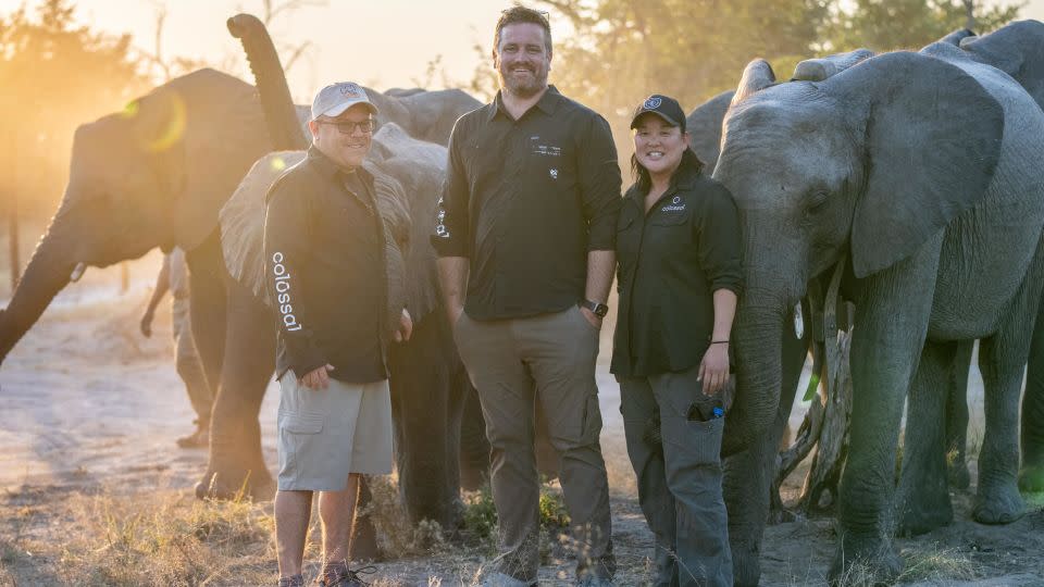 The Colossal Biosciences team at Elephant Havens, Africa. From left to right: Steve Metzler, Matt James, Dr. Wendy Kiso. - Courtesy Colossal