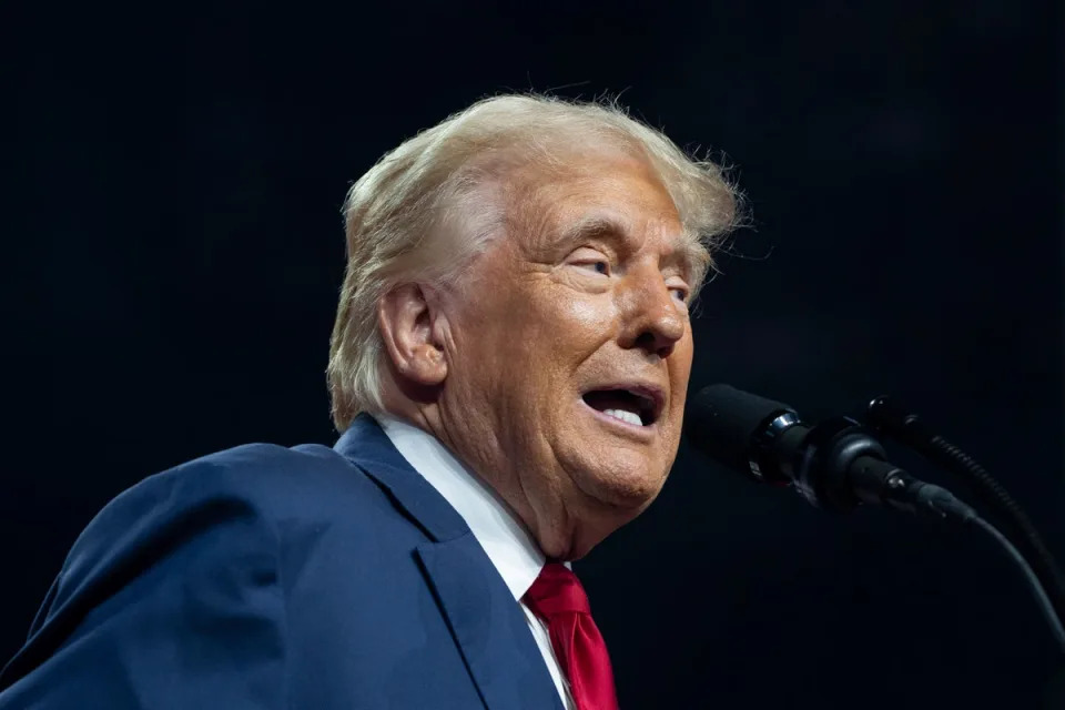 Donald Trump speaks at a campaign rally in Glendale, Arizona. The former president fumed on Truth Social after being cut off during a phone interview with Fox News (Getty Images)