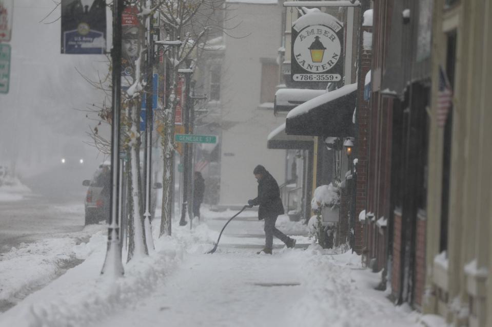 The National Weather Service said the snow could paralyze the hardest-hit communities, including Buffalo, with periods of near-zero visibility.