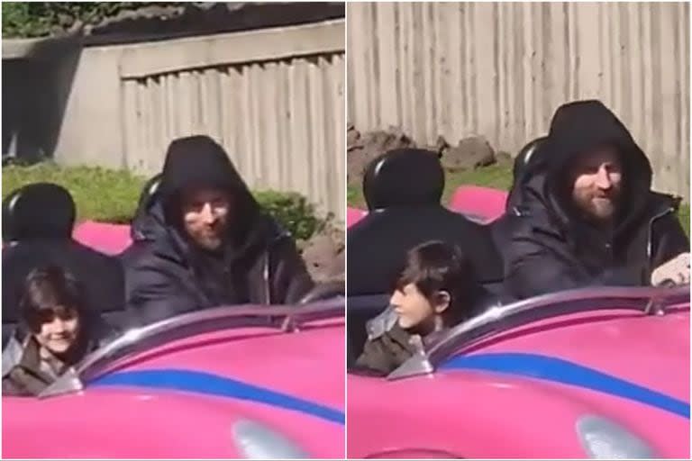 Messi al volante junto a su hijo Ciro en Disney