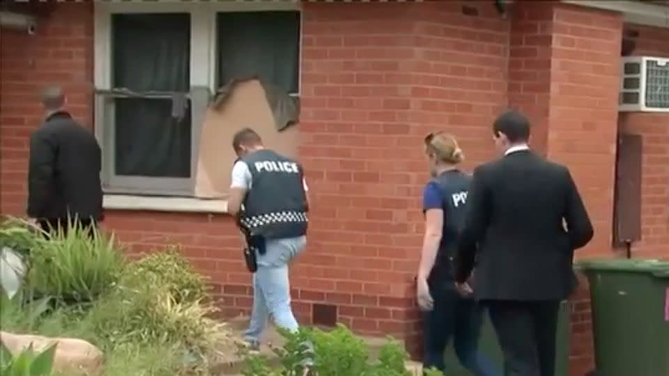 Falkiner was arrested at a Findon property where police say he was trying to change his appearance. Source: 7 News