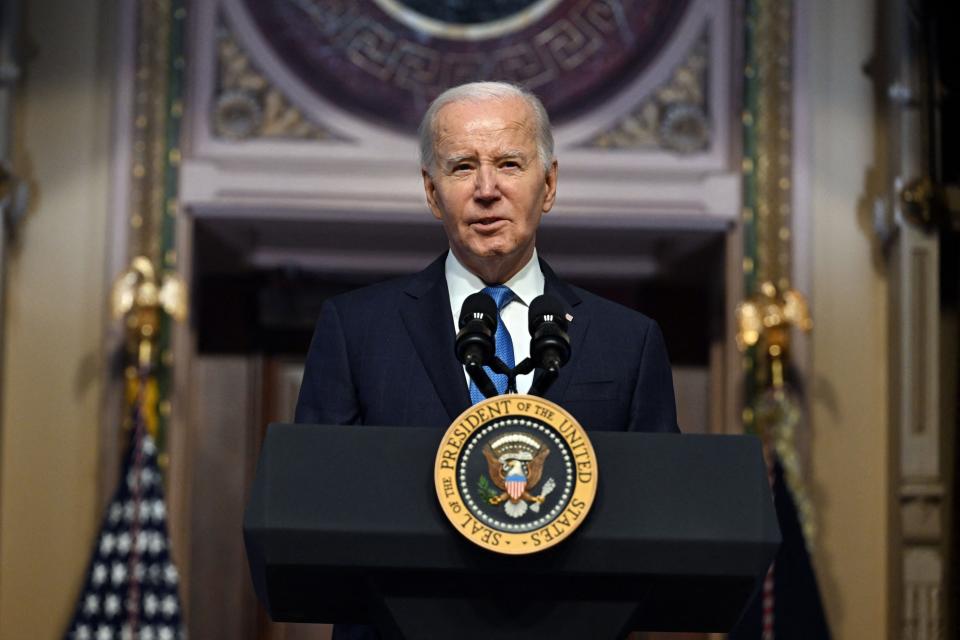 President Joe Biden speaks at a meeting of the National Infrastructure Advisory Council on Dec. 13.