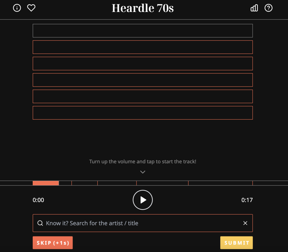 Heardle 70s screenshot