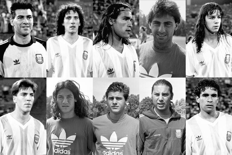 La constelación de estrellas con las que contó el Coco Basile en el Preolímpico de 1992: arriba, Roa, Cagna, Gamboa, Latorre y Carranza; abajo, Berizzo, Turu Flores, Pochettino, Mohamed y Totó García