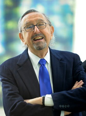 FILE PHOTO: Argentinean architect Pelli laughs during the inauguration of the Torre Iberdrola in Bilbao