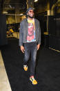 Kenneth Faried of the Houston Rockets arrives in a pair of Adidas Solar Hu sneakers.