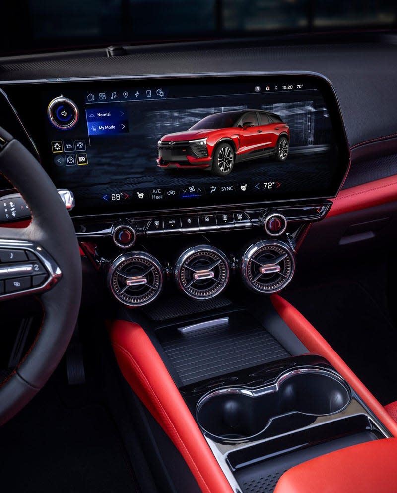 An image of the 2024 Chevrolet Blazer EV’s center infotainment screen, showing GM’s operating system.