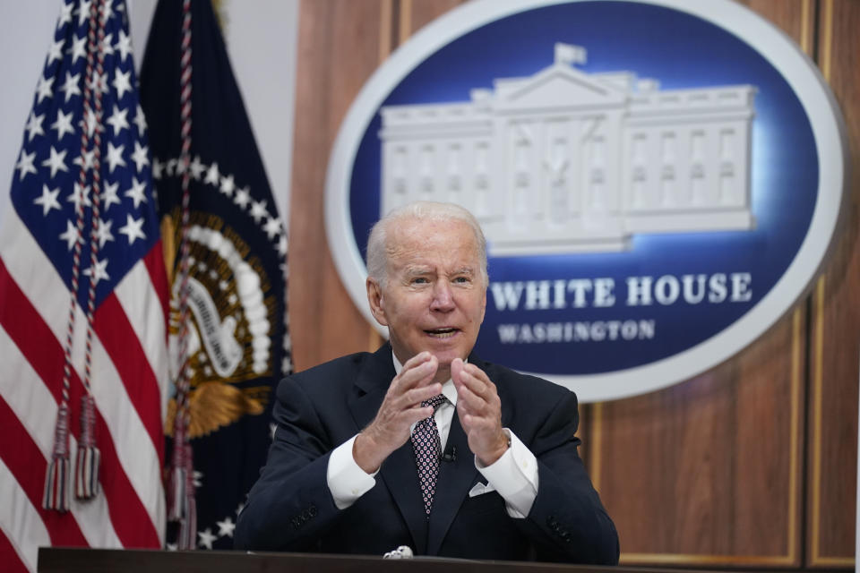 President Joe Biden speaks during the Major Economies Forum on Energy and Climate in the South Court Auditorium on the White House campus, Friday, June 17, 2022, in Washington. (AP Photo/Evan Vucci)