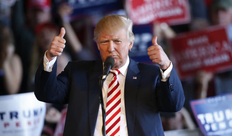 Trump speaks at a rally before the third and final presidential debate in Las Vegas, Oct. 18, 2016. (George Frey/Getty Images)