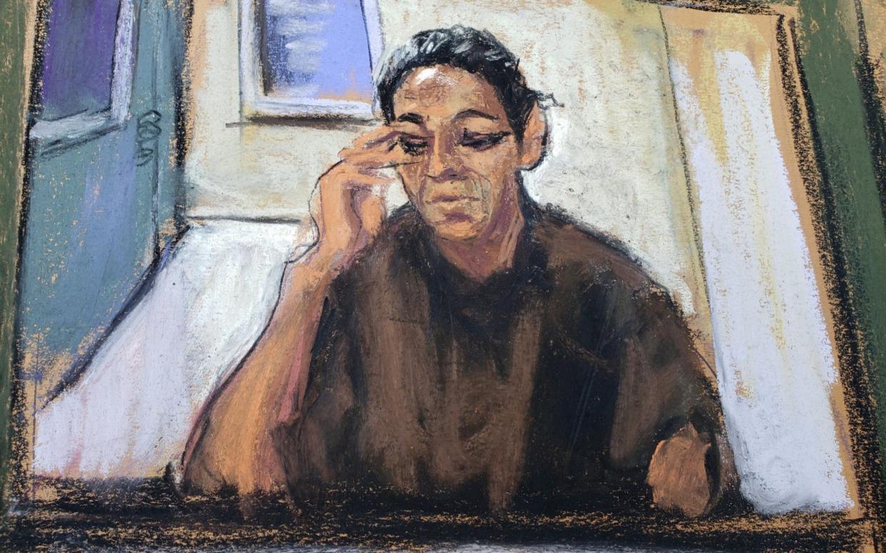 Ghislaine Maxwell sketched during her video-link arraignment on Monday - Reuters