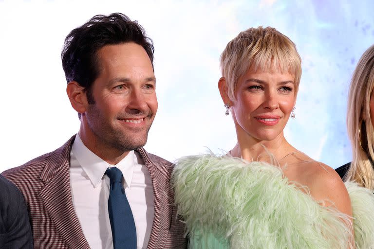 Paul Rudd junto a Evangeline Lilly, con quien protagoniza Ant-Man and The Wasp: Quantumania, la nueva entrega de Marvel (Photo by Jesse Grant / GETTY IMAGES NORTH AMERICA / Getty Images via AFP)