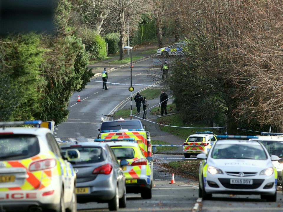 Police on the scene where a woman was stabbed in Wellingborough Road, Rushden, on 7 December: Northamptonshire Telegraph /SWNS