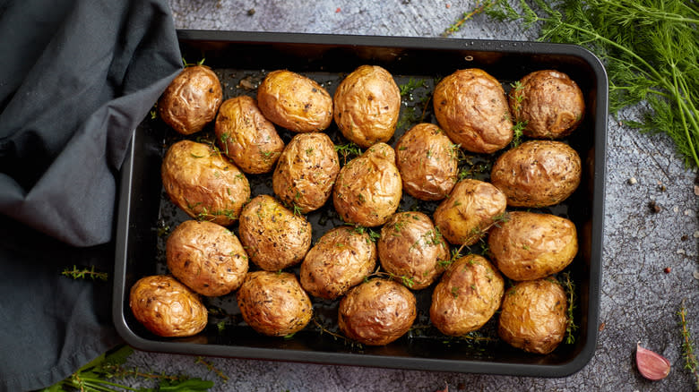 Potatoes roasted with garlic, butter, and herbs