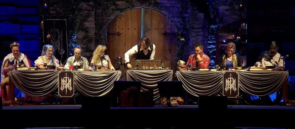 The cast of "Critical Role" on stage at London's Wembley Arena.