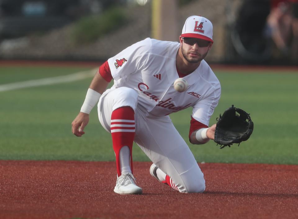 Louisville’s Logan Beard during a game against Florida State on May 19, 2023.