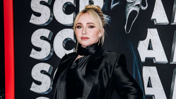 PHOTO: Hayden Panettiere arrives at the premiere of 'Scream VI' held at AMC Lincoln Square, March 6, 2023, in New York. (Nina Westervelt/Variety via Getty Images)