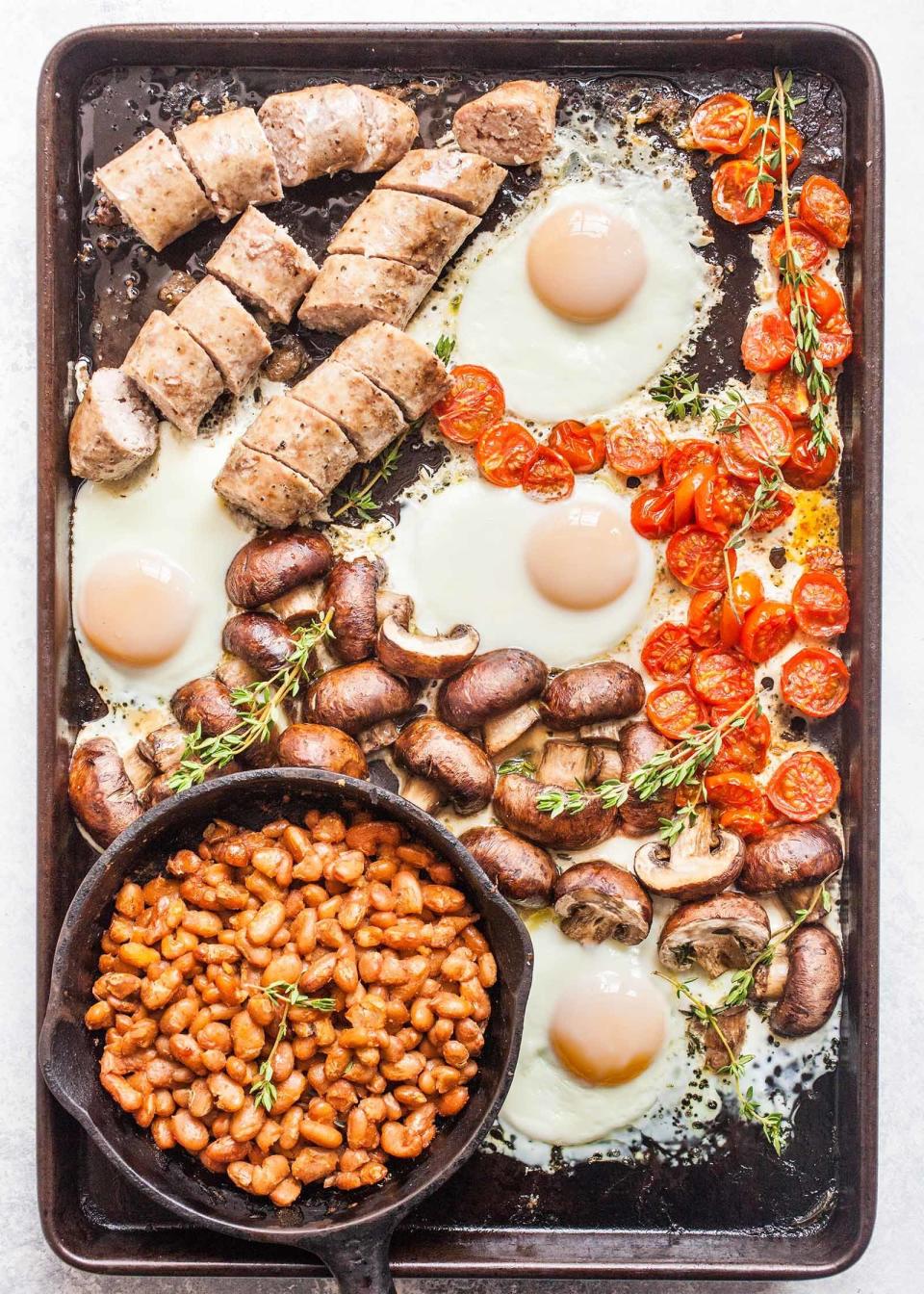 <strong>Get the <a href="https://www.simplyrecipes.com/recipes/sheet_pan_english_breakfast/" target="_blank">Sheet Pan English Breakfast </a>recipe from Macheesmo for Simply Recipes</strong>