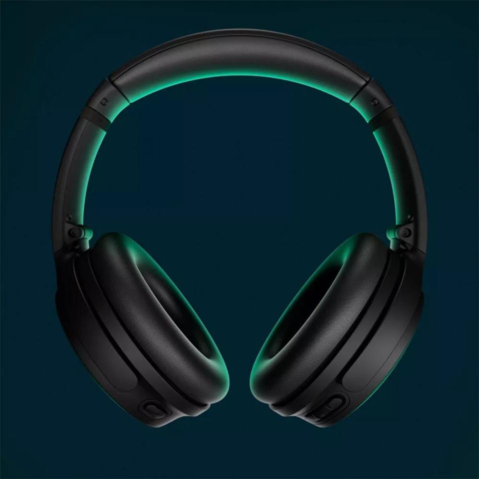 Black over-ear headphones with cushioned ear cups, highlighting a sleek modern design