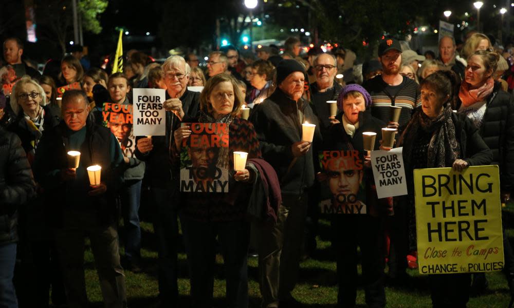 A rally in Sydney on the fourth anniversary of the introduction of offshore detention centres. As the PNG and Australian governments try to close the Manus detention centre, the situation inside the camps is growing increasingly chaotic.
