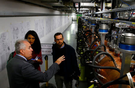 People visit the new linear accelerator Linac 4, the newest accelerator acquisition since the Large Hadron Collider (LHC), which is due to feed the CERN accelerator complex with particle beams of higher energy, during its inauguration at the European Organization for Nuclear Research (CERN) in Meyrin near Geneva, Switzerland, May 9, 2017. REUTERS/Denis Balibouse