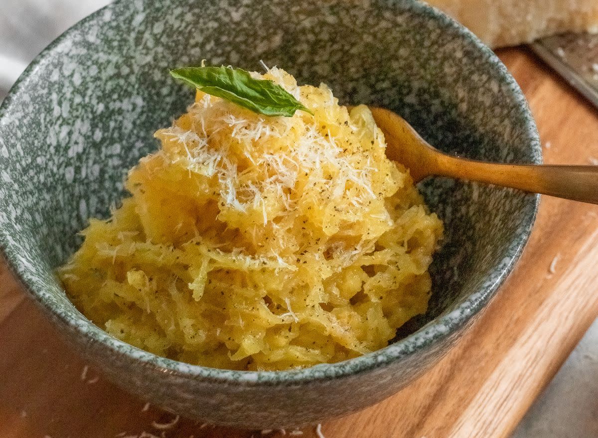 bowl of spaghetti squash cacio e Pepe