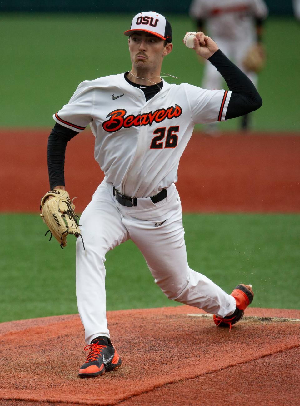 Oregon State pitcher Cooper Hjerpe throws out a pitch during the first inning against New Mexico State at the 2022 NCAA Corvallis Regional Friday, June 3, 2022, in Corvallis, Oregon. 
