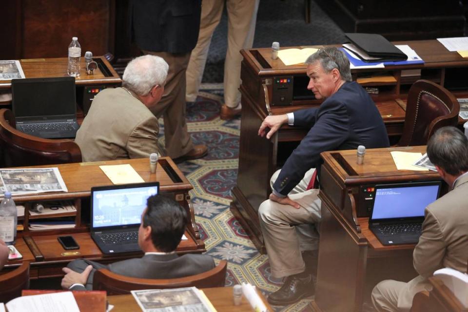 Rep. Davey Hiott is seen during session in Columbia, S.C. on Thursday, April 28, 2022. (Photo by Travis Bell/STATEHOUSE CAROLINA)