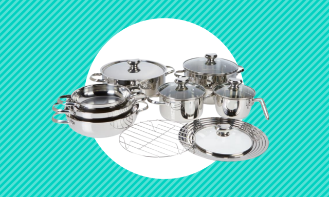 Wolfgang Puck's top-rated 13-piece stainless steel cookware set is