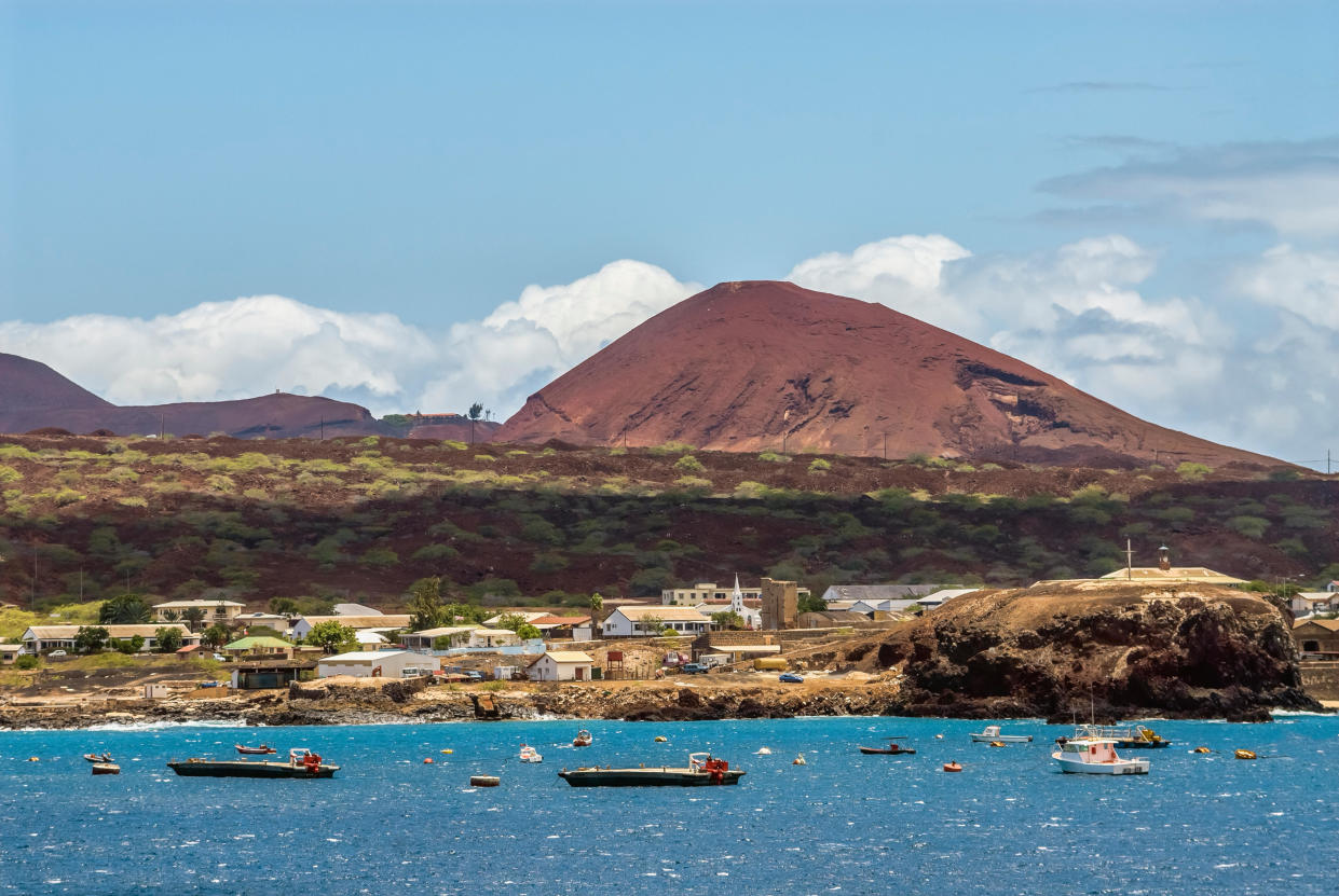 Seaside view at Georgetown the main town of Ascension Island at the African West Coast